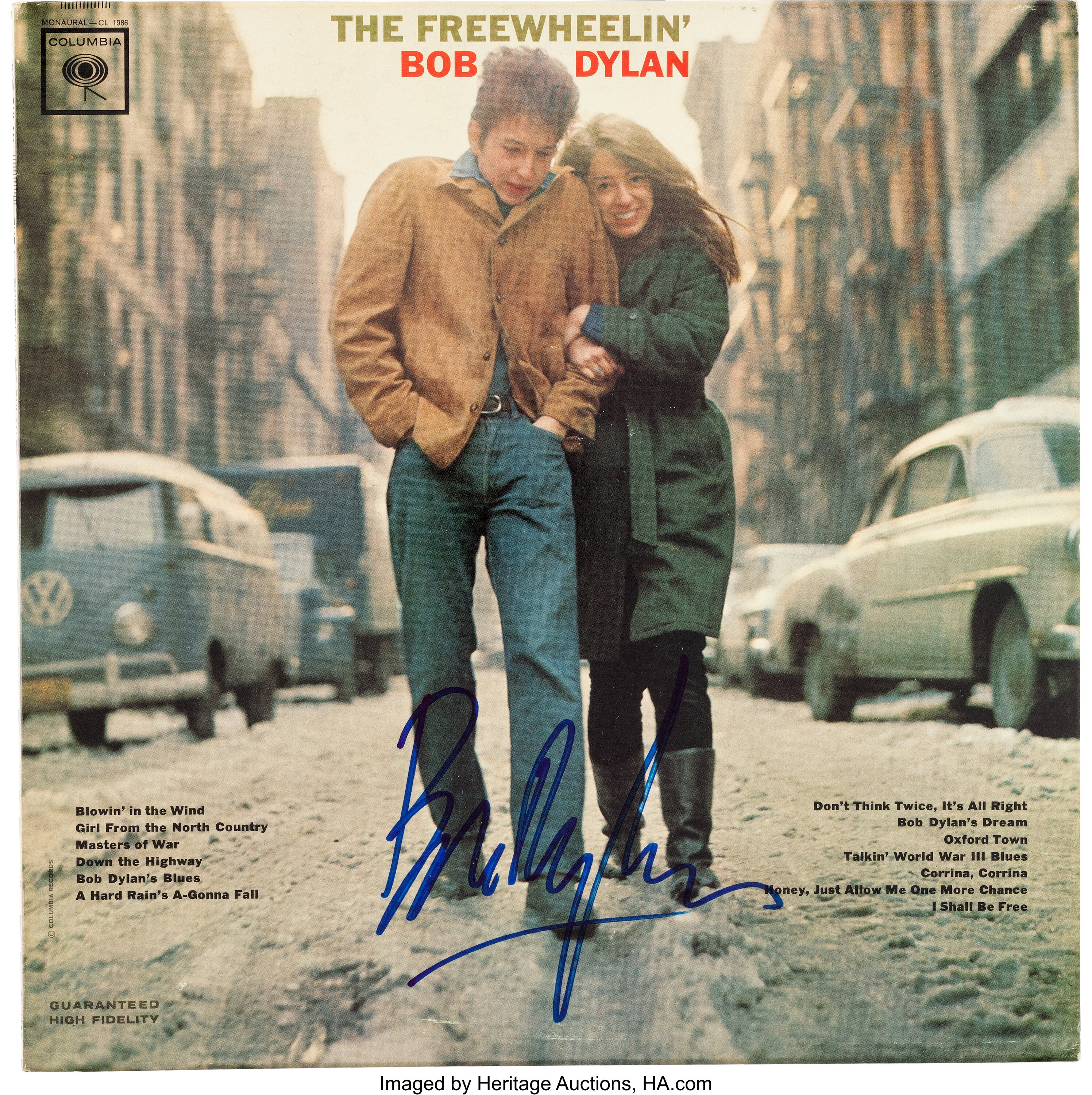 The Freewheelin Bob Dylan Mono Autographed Album Cover